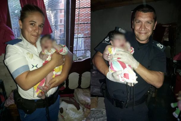 A horas de la Navidad policías ayudaron a dar a luz a una mamá