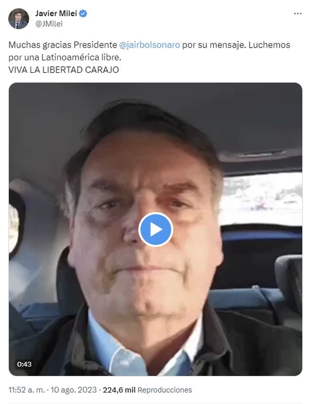 Video El Apoyo De Bolsonaro A Milei A Tres D As De Las Paso