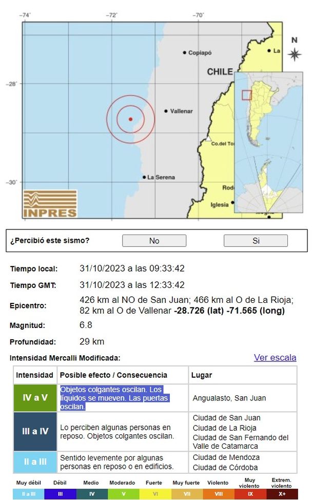 Fuerte sismo en Chile se sintió en Mendoza San Juan y Córdoba La