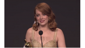 Emma Stone, en la conferencia de prensa de los Oscar 2017. Emma Stone, en la conferencia de prensa de los Oscar 2017.