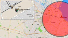 mapa de las zonas afectadas por la rotura del caño en la Quinta de Olivos mapa de las zonas afectadas por la rotura del caño en la Quinta de Olivos
