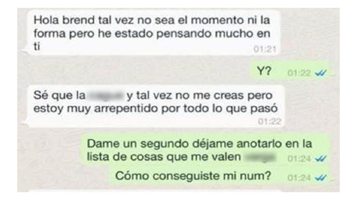 Novio infiel le pidió perdón a su novia por WhatsApp y se 