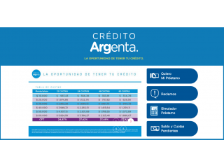 A esta página se accede para obtener los créditos Argenta A esta página se accede para obtener los créditos Argenta
