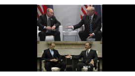 Vladimir Putin y Donald Trump arriba y Frank Underwood con su par ruso abajo. Vladimir Putin y Donald Trump arriba y Frank Underwood con su par ruso abajo.