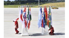 Preparativos para el G20 con las banderas de los países participantes Preparativos para el G20 con las banderas de los países participantes