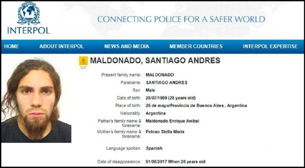 Interpol inició la búsqueda de Santiago Maldonado<br>