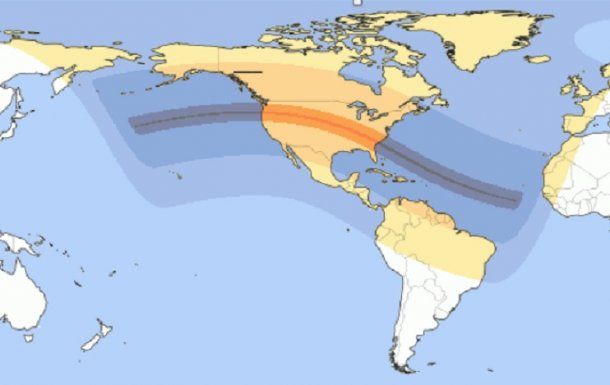 El paso central del eclipse se verá desde los Estados Unidos