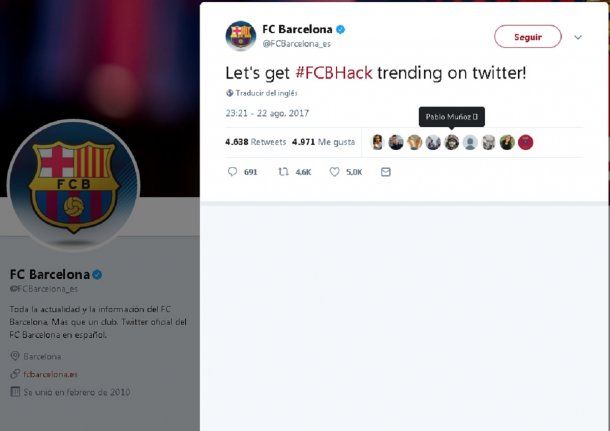 #FCBHack es el trending que querían imponer<br>