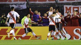El desaforado festejo de los jugadores de River El desaforado festejo de los jugadores de River
