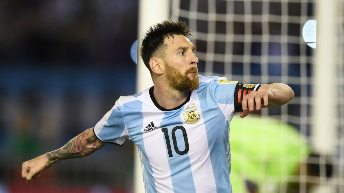 Lionel Messi celebrando un gol para Argentina