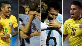 Brasil, Uruguay, Argentina y Colombia: los cuatro clasificados de Sudamérica Brasil, Uruguay, Argentina y Colombia: los cuatro clasificados de Sudamérica