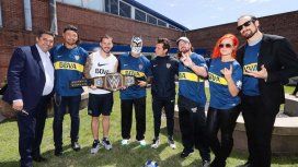 Guillermo, Benedetto y Angelici junto a las estrellas de la WWE. Guillermo, Benedetto y Angelici junto a las estrellas de la WWE.