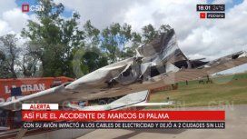 Marcos Di Palma se cayó con su avión y dejó a dos ciudades sin luz Marcos Di Palma se cayó con su avión y dejó a dos ciudades sin luz