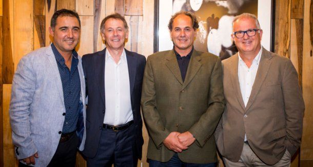 Sergio Montiel, Raúl Molteni, Hugo Martino, Attilio Pagli en la presentación de Baldomir<br>