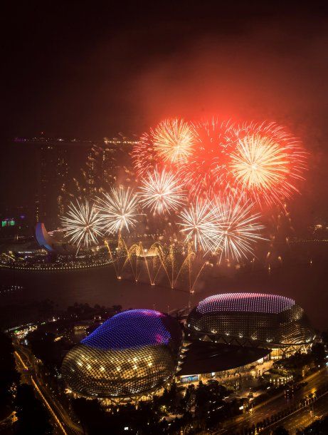 Festejo de Año Nuevo en Singapur.