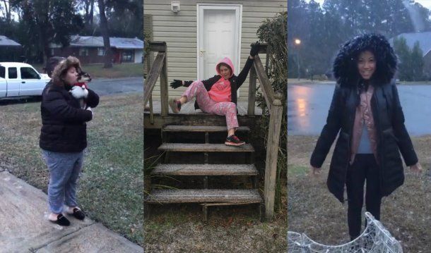 La expresiones más adorables salieron a la luz por la nieve en Florida