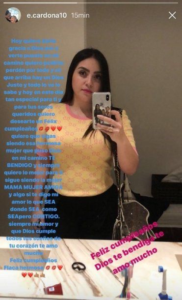 Cardona saludó a su mujer por el cumpleaños y le pidió perdón - Crédito: Instagram e.cardona10