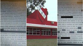 La pensión de Independiente y las dos hojas de denuncia que trascendieron La pensión de Independiente y las dos hojas de denuncia que trascendieron