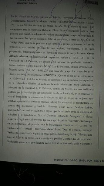 <p>La denuncia de Oscar Alvarez</p>