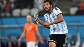 Ezequiel Garay ante Holanda durante Brasil 2014 Ezequiel Garay ante Holanda durante Brasil 2014
