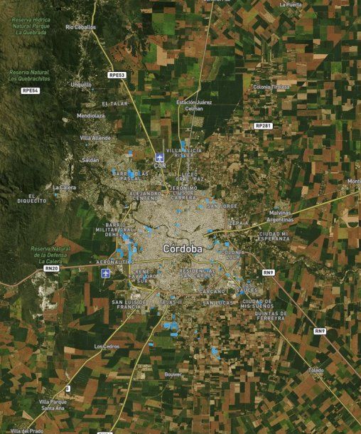 <p>En azul todos los asentamientos del Gran Córdoba. Fuente: Techo</p>