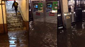 No es la linea D: el subte de New York se convirtió en una cascada artificial No es la linea D: el subte de New York se convirtió en una cascada artificial