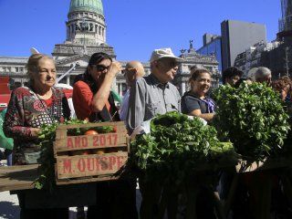 Cientos de personas buscaron las verduras que obsequiaban a modo de protesta en Plaza Congreso Cientos de personas buscaron las verduras que obsequiaban a modo de protesta en Plaza Congreso