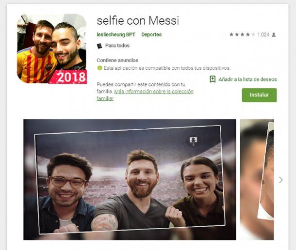 Selfie con Messi, la app que es furor<br>