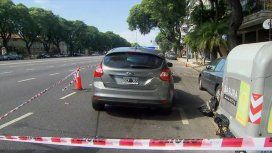 El auto sobre Libertador del hombre baleado frente al Hipódromo de Palermo. El auto sobre Libertador del hombre baleado frente al Hipódromo de Palermo.