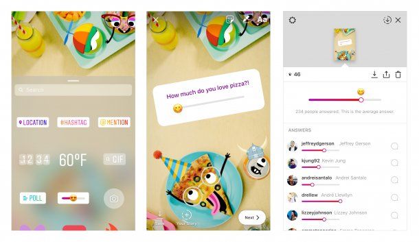 Emoji deslizable: un nueva encuesta en Instagram