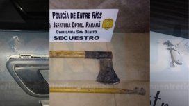 Atacó a la Policía con un hacha y un caño - Crédito: Policía de Entre Ríos Atacó a la Policía con un hacha y un caño - Crédito: Policía de Entre Ríos