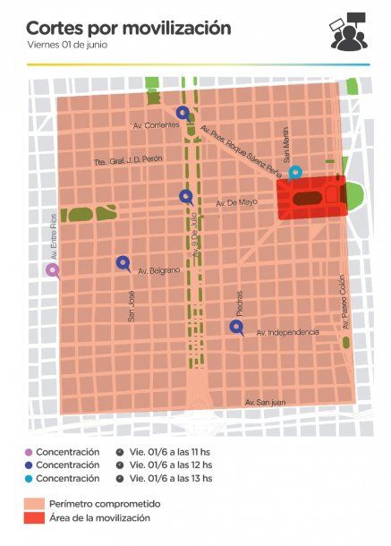 El mapa de los cortes que difundió el Gobierno de la Ciudad<br>