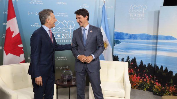 Mauricio Macri y Justin Trudeau,, primer ministro de Canadá<div><br></div>