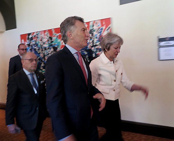 El presidente Mauricio Macri y la primera ministro del Reino Unido, Theresa May,