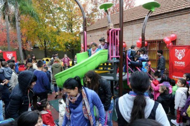 Se inauguró el nuevo espacio de juegos del jardín Nº 902 de Tigre