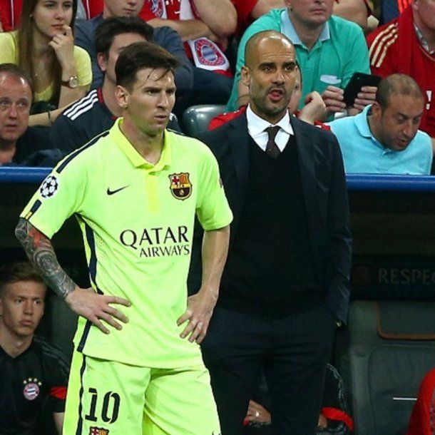 Lionel Messi y Pep Guardiola<br>