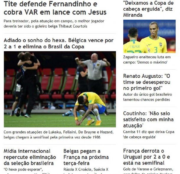 Los medios de Brasil tras la eliminación de Rusia 2018