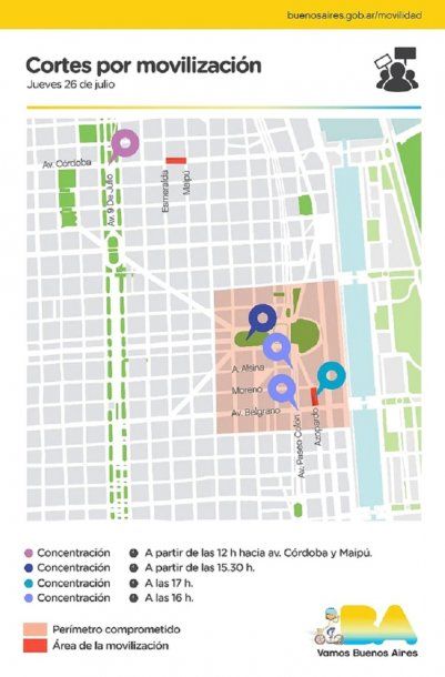 Cortes de tránsito por la marcha contra los militares en la calle<br>