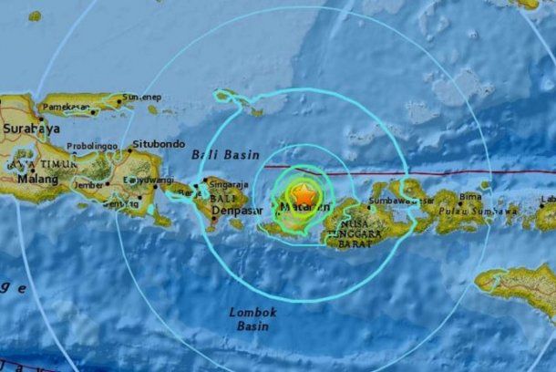 Epicentro del terremoto en Indonesia.