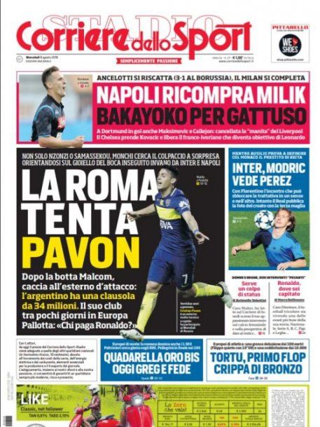 Pavón está en la mira de Roma, según Corriere dello Sport<br>