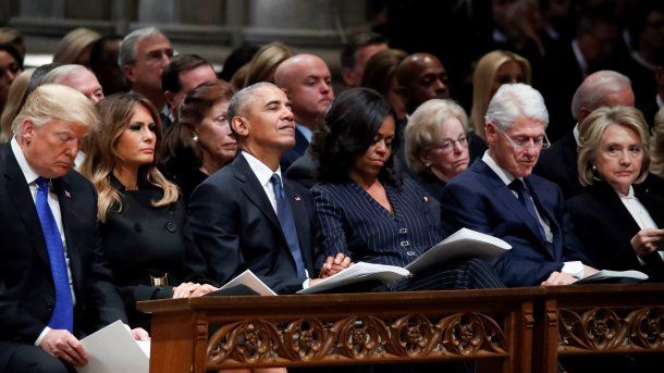 Trump, Obama, Clinton y Carter despidieron a Bush padre