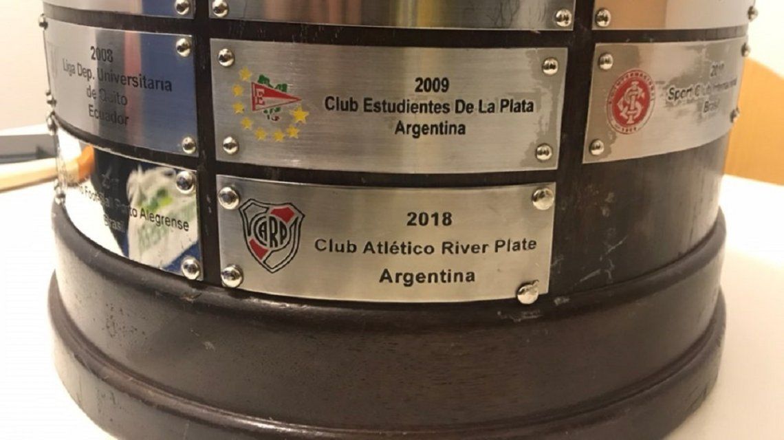 La placa con River campeón de la Copa Libertadores 2018 La placa con River campeón de la Copa Libertadores 2018