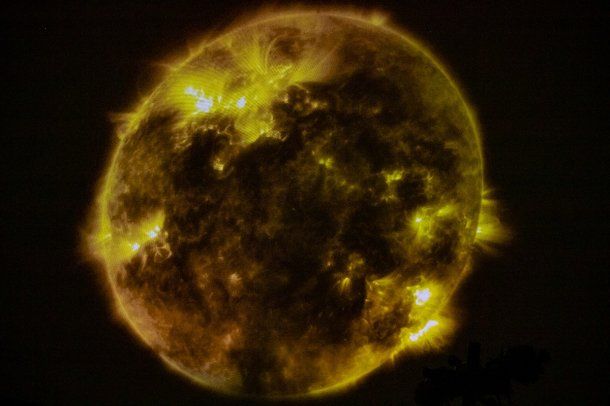 Proyecci&oacute;n del Sol en el Planetario 