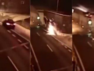 video: el auto salio volando, golpeo contra un tunel y se salvo de milagro video: el auto salio volando, golpeo contra un tunel y se salvo de milagro