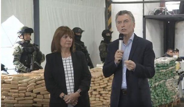 Mauricio Macri junto a la ministra de Seguridad, Patricia Bullrich. 