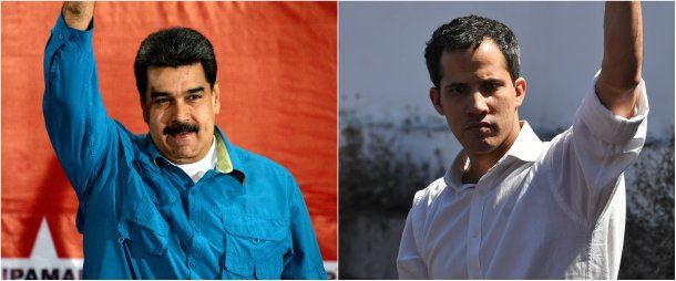 Nicolás Maduro y Juan Guaidó<br>