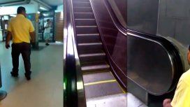 Subte: cruce por un video donde activan una escalera después de las quejas Subte: cruce por un video donde activan una escalera después de las quejas