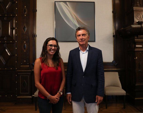Macri, junto a la representante de Guaidó en el país<br>