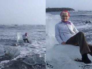 una abuela termino a la deriva por querer sacarse una foto en un trono de hielo una abuela termino a la deriva por querer sacarse una foto en un trono de hielo