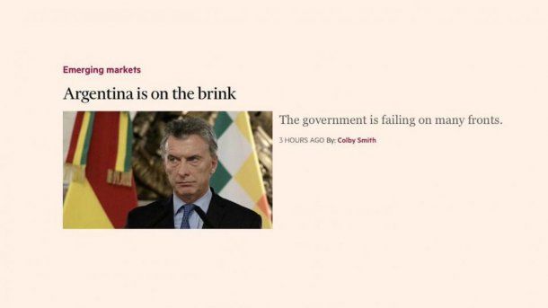 Para el Financial Times, la Argentina está 